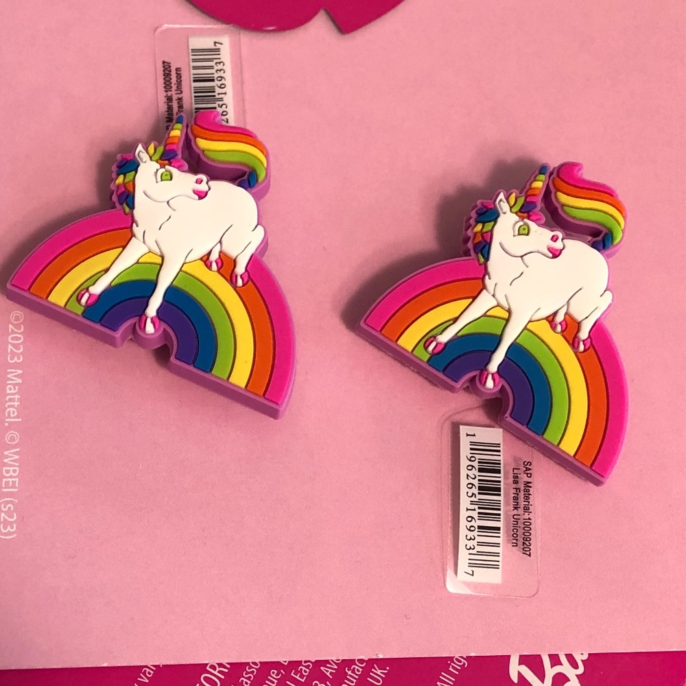 Lisa Frank Crocs Jibbitz Unicorn Rainbow Croc Charms New with Tags Set of 2